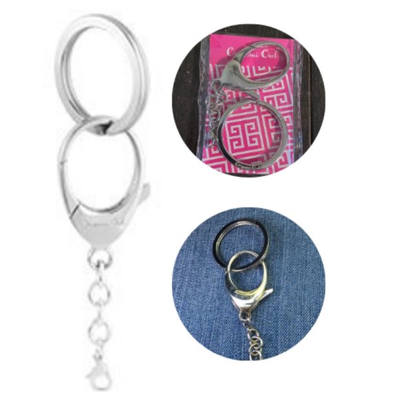 Origami Owl Bag Clip + Keychain CN9001 Silver - Picture 1 of 2